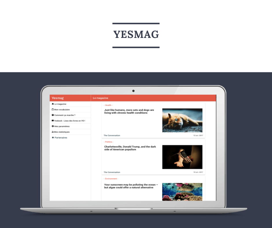 Présentation de la version web de Yesmag, magazine pour s’améliorer en anglais